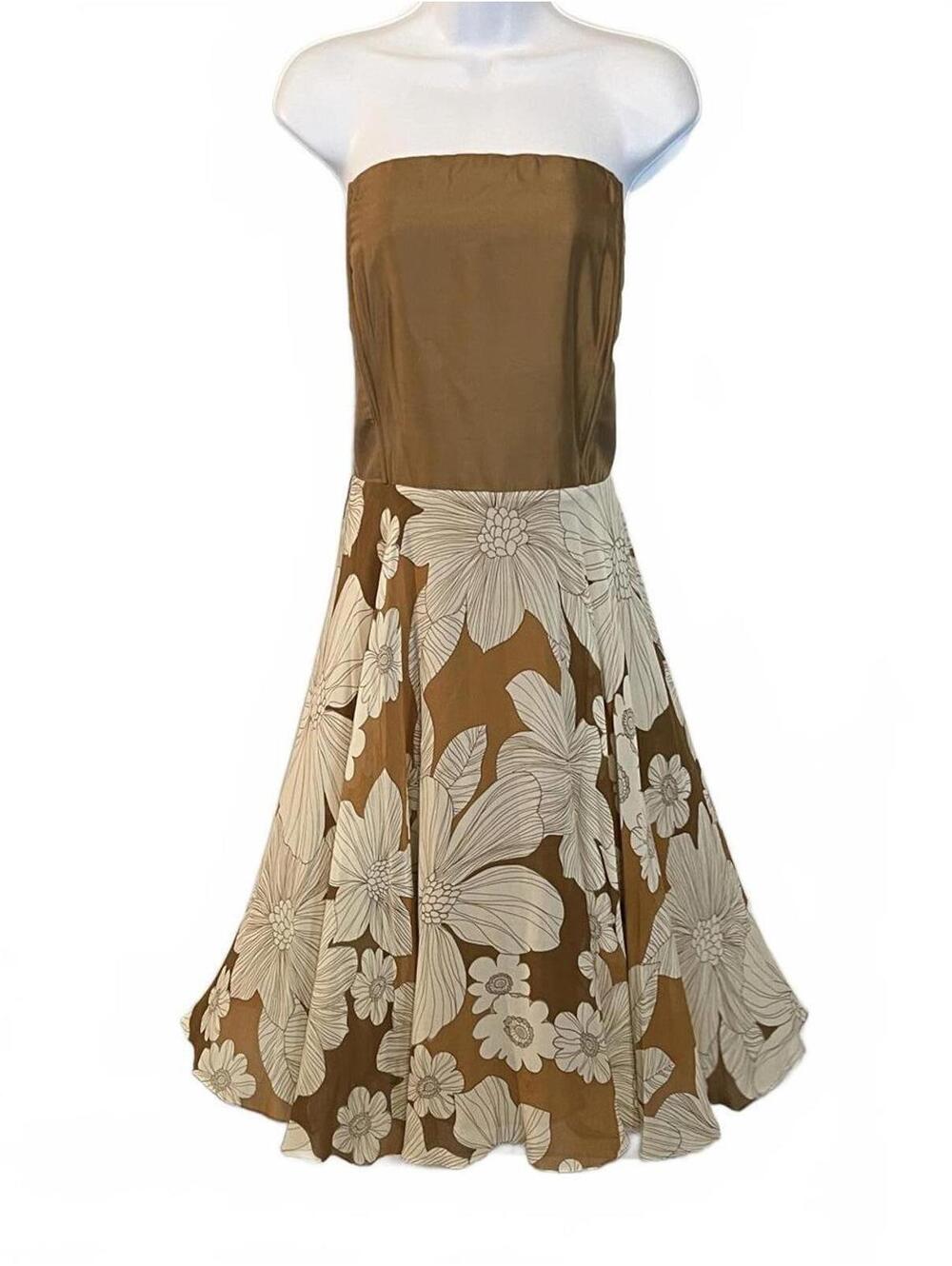 Vintage (90s/Y2K) SPIEGEL 100% Silk Strapless Floral Cocktail Dress Size 16